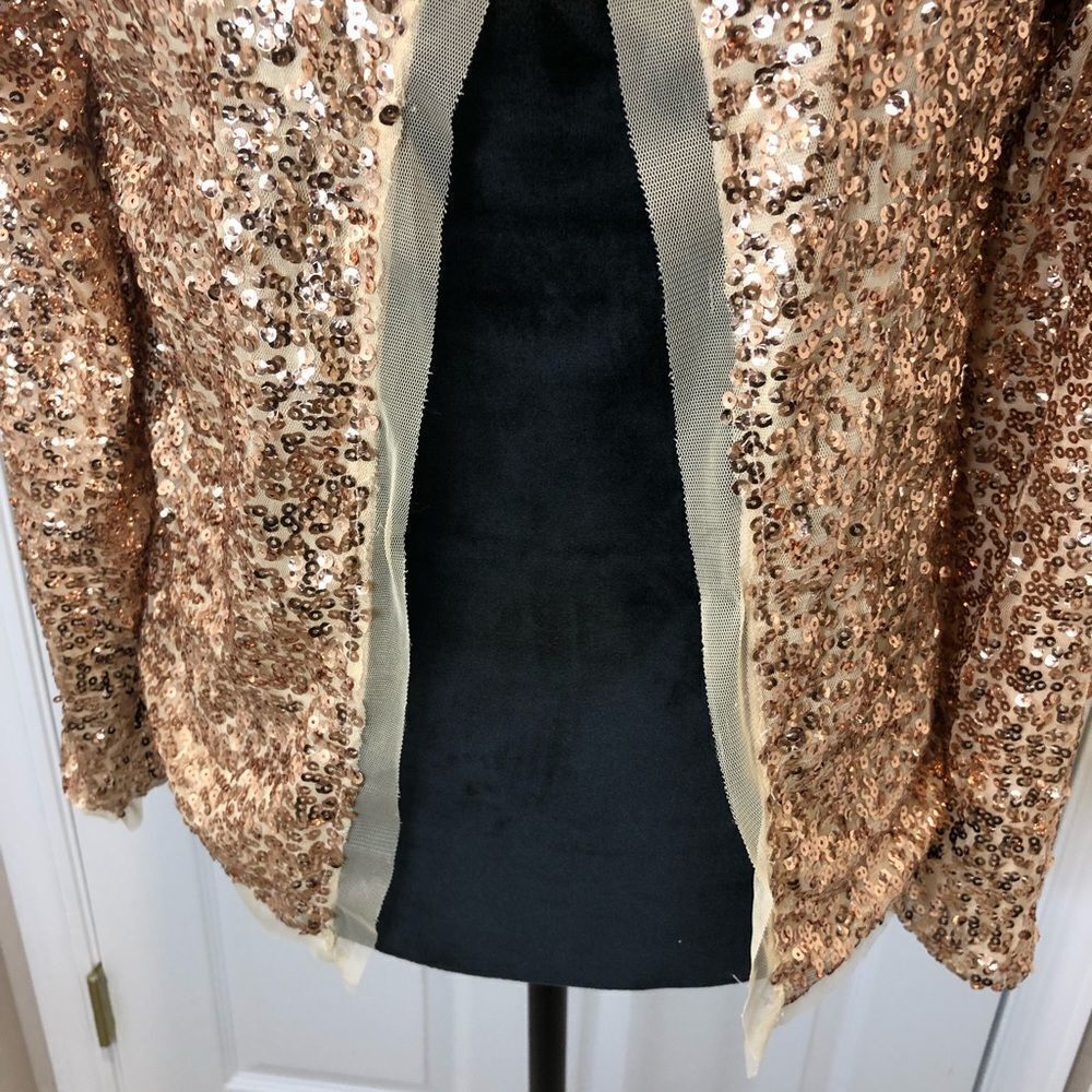 Rain gold sequin and tulle long sleeve jacket size small - Picture 3 of 10
